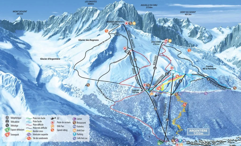 Plan des pistes Chamonix - Grands Montets