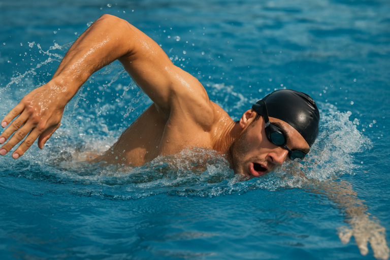 nageur qui apprend a nager le crawl
